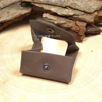 Geldbeutel mini Leder 1 Fach braun - geldbeutel mini leder knopfverschluss braun kleingeldbeutel