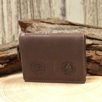 Geldbeutel mini Leder 1 Fach braun Reissverschluss