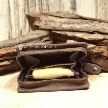 Geldbeutel mini Leder 1 Fach dunkelblau Reissverschluss - geldbeutel mini leder reissverschluss braun