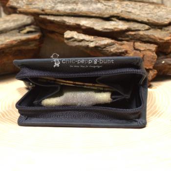 Geldbeutel mini Leder 1 Fach dunkelblau Reissverschluss