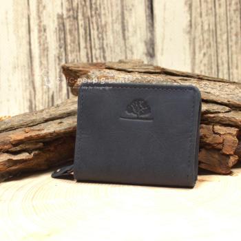 Mini Geldbeutel Geldbörse Portemonnais Leder Dunkelblau Reißverschluss 2 Innenfächer 8,5cm