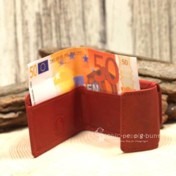 Geldbeutel mini rotes Leder 2 Fächer