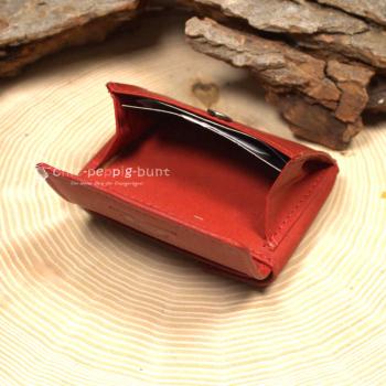 Geldbeutel mini rotes Leder 2 Fächer