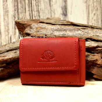 Mini Geldbeutel Geldbörse Portemonnais Leder Rot Klein 2 Fächer Druckknopf 9cm