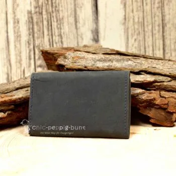 Geldbeutel mini schwarzes Leder 3 Fächer - geldbeutel mini leder schwarz baum motiv knopfverschluss