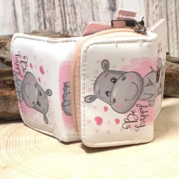 Geldbeutel mini - abwaschbar - Happy Hippo Motive