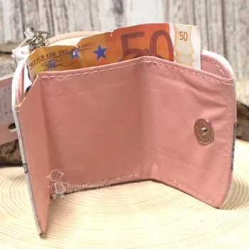 Geldbeutel mini lila mit rosa farbigem Nilpferd