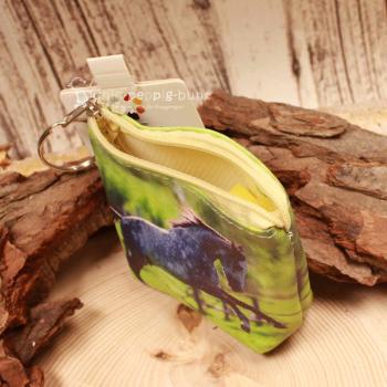 Mini-Geldbeutel Kunstleder schwarzes Pferd