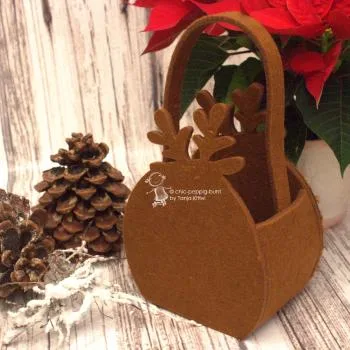 Geschenktasche Filz-Elch klein braun - geschenktasche filz rueckseite elch