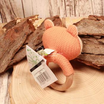 Greifling Fuchs Orange – Handgestrickter Beißring aus Naturholz - HickUps