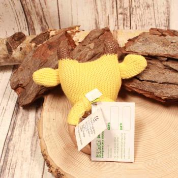 Greifling Giraffe Gelb – Handgestrickter Beißring aus Naturholz - HickUps