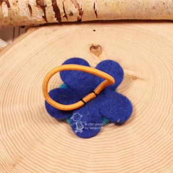 Haargummi Filz-Blume Blau – Buntes Haaraccessoire für Kinder