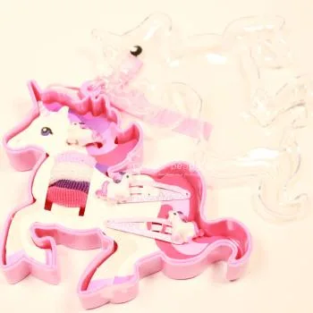 Magischer Einhorn-Frisier-Zauber: Haaraccessoires-Set in Geschenkbox - haarspange kinder einhorn haargummi ring set rosa box