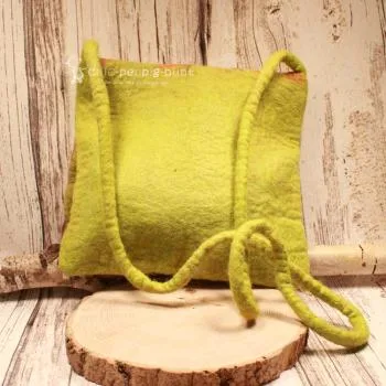 Umhängetasche filz olive 1 Fach - handtasche filz blatt gross olive gruen 1fach