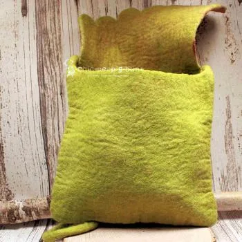 Umhängetasche filz olive 1 Fach - handtasche filz blatt gross olive gruen 1fach