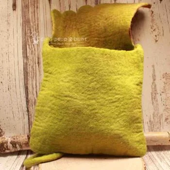 Umhängetasche filz olive 1 Fach - handtasche filz blatt gross olive gruen 1fach