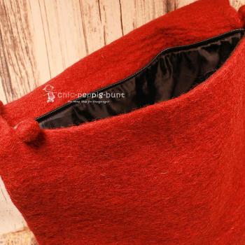 Umhängetasche filz rot gross Calla Blüte weiss