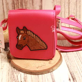 Umhängetasche klein für Kinder in pink Motiv Pferde Kopf