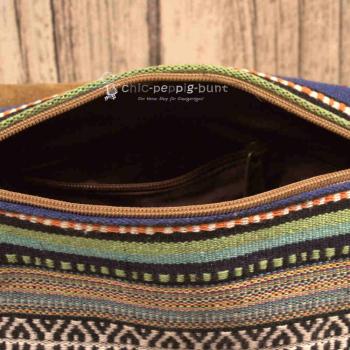 Bunte Unisex Umhängetasche Stoff-Leder, Maße 24 x 18 x 10 cm.
