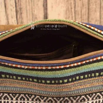 Bunte Unisex Umhängetasche Stoff-Leder, Maße 24 x 18 x 10 cm.
