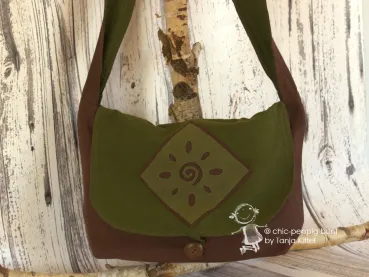 Handtasche in Erdtöne - Motiv Spirale - handtasche olive gr n braun dina4