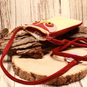 Umhängetasche Kinder Filz Eule aprikot