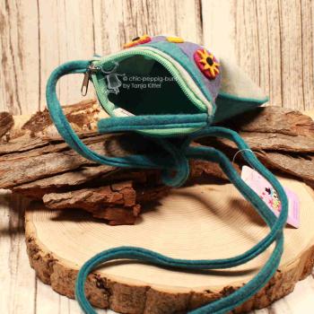 Umhängetasche Kinder Filz Eule türkis