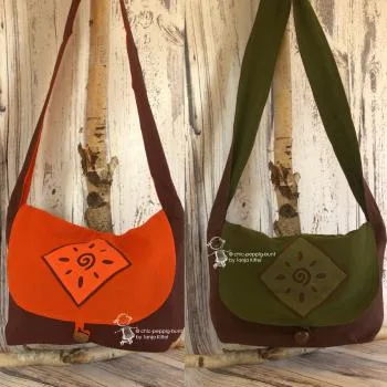 Handtasche in Erdtöne - Motiv Spirale - handtasche erdt ne orange braun gr n