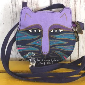 Umhängetasche Laura Burch Katzenkopf-Form lila - handtasche katze lila violett