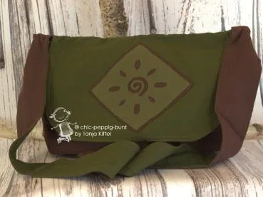 Handtasche in Erdtöne - Motiv Spirale - handtasche olive gr n braun