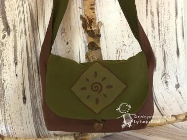 Handtasche in Erdtöne - Motiv Spirale - handtasche olive gr n braun dina4