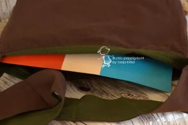 Handtasche in Erdtöne - Motiv Spirale - handtasche olive gr n braun innen
