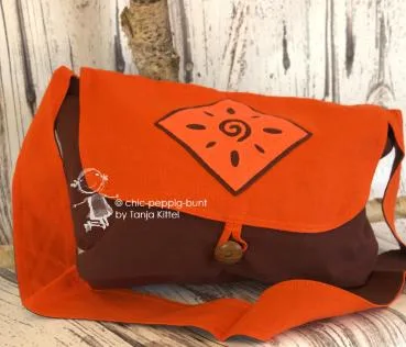 Handtasche in Erdtöne - Motiv Spirale - handtasche orange braun1