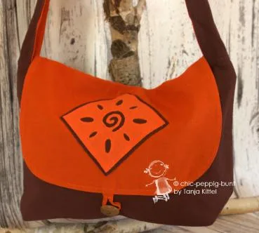 Handtasche in Erdtöne - Motiv Spirale - handtasche orange braun dina4