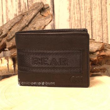 Leder Portemonnaie unisex schwarz Bear geschlossen kompakt