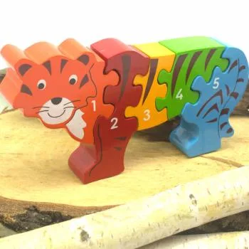 Zahlen Puzzle als bunter kleiner Tiger