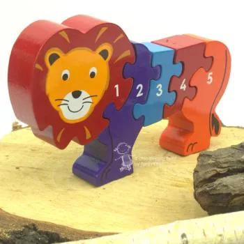 Zahlen Puzzle als bunter kleiner Löwe