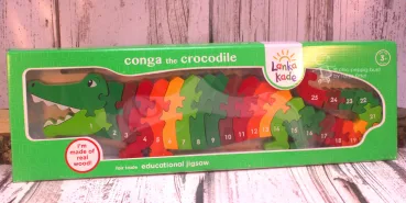 Buntes 3 D Puzzle als Krokodil mit Zahlen