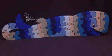 Holz Puzzle ein blauer Wal