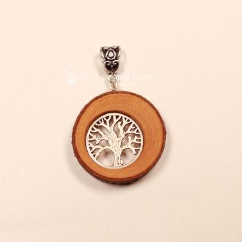Kettenanhänger Baumscheibe aus echt Holz