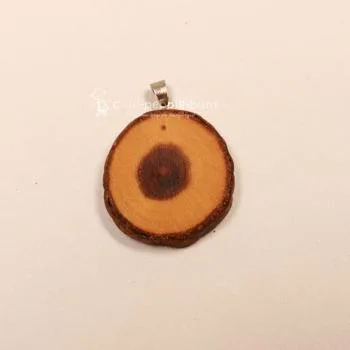 Modeschmuck Kettenanhänger Holzscheibe Vogelbeere versilbert Schmuckanhänger Unikat handmade chic-peppig-bunt