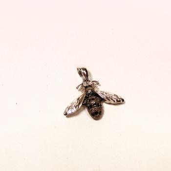 Bienen Kettenanhänger Versilbert – Glitzer Anhänger Schwarz-Grau