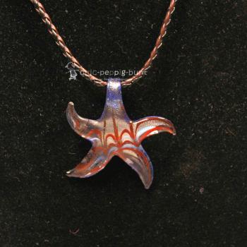 XXL Kettenanhänger Glasstern – Blau marmoriert mit großer Öse