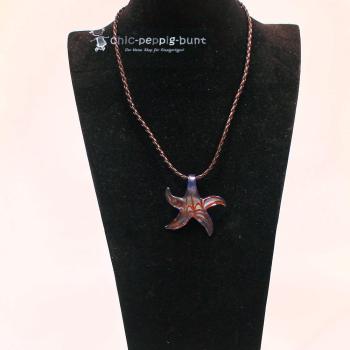 XXL Kettenanhänger Glasstern – Blau marmoriert mit großer Öse