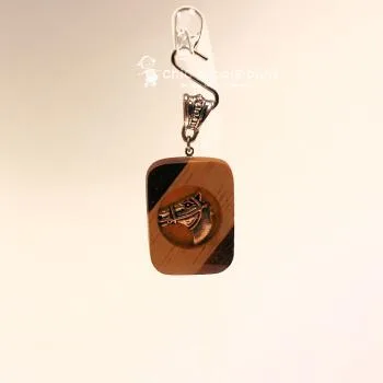 Kettenanhänger verleimtes Holz mit Pferdekopf - kettenanhaenger modeschmuck holz rechteck pferdekopf