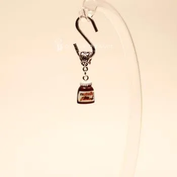 Kettenanhänger mini Nutella Glas braun - kettenanhaenger modeschmuck versilbert mini nutella glas braun