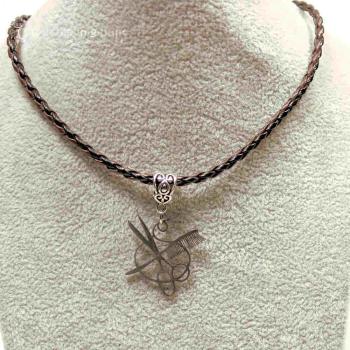 Kettenanhänger Kamm & Schere versilbert Friseur Werkzeug