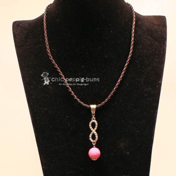 Unendlichkeits-Kettenanhänger mit rosa Korkperle & Strass
