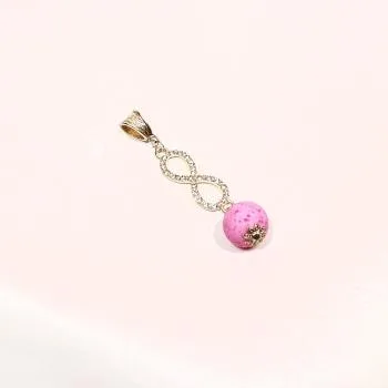 Unendlichkeits-Kettenanhänger mit rosa Korkperle & Strass - kettenanhaenger modeschmuck versilbert unendlichkeit perle rosa