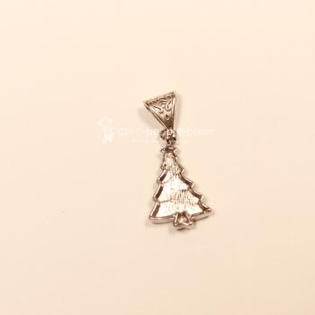 Kettenanhänger versilbert Weihnachten Christbaum grün emailliert